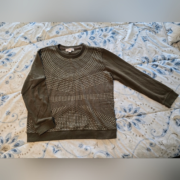 Michael Kors Olive Studded Sweatshirt - Picture 1 of 6